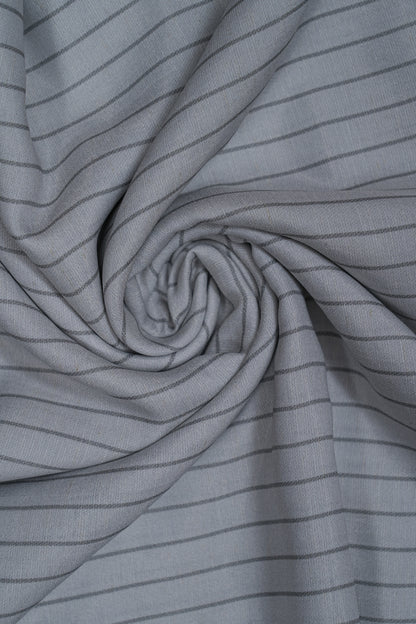 Grey Thin Stripes Pure Soft Linen Shirting Fabric (Width 44 Inches)