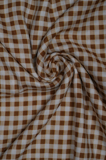Yellow Mini Checks Soft Linen Fabric