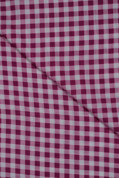 Red Color Mini Checks Pure Soft Linen Fabric (Width 44 Inches)