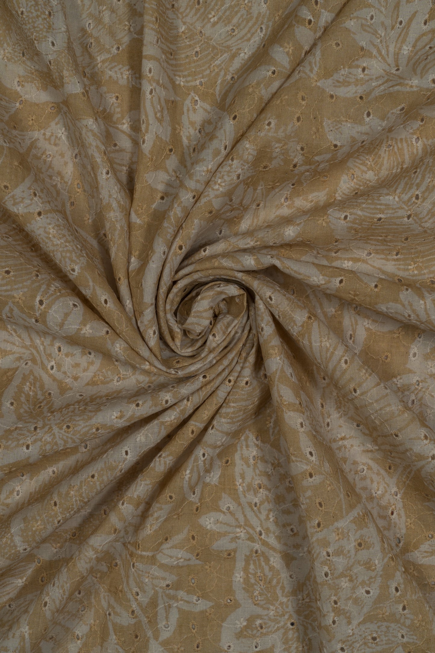Light Yellow Floral Printed Pure Cotton Schiffli Embroidered Kurta Fabric & White Pure Cotton Pyjama Fabric (2.5 Meters)