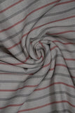 Red & Grey Stripes Handloom Cotton Shirting Fabric (Width 44 Inches)