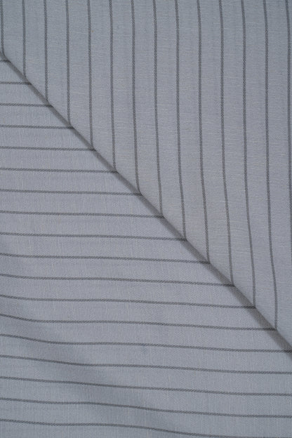 Grey Thin Stripes Pure Soft Linen Shirting Fabric (Width 44 Inches)
