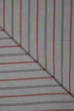 Red & Grey Stripes Handloom Cotton Shirting Fabric (Width 44 Inches)