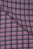 Black & Pink Checks Pure Soft Linen Shirting Fabrics (Width 44 Inches)