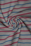 Blue & Pink Stripes Handloom Cotton Shirting Fabrics (Width 44 Inches)