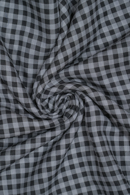 Black Mini Checks Pure Soft Linen Shirting Fabric (Width 44 Inches)