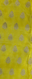 Unisex Bright Pastel Yellow & Golden Zari Woven Upada Silk Kurta Fabric And Pure Cotton Pyjama Fabric (2.5 Meters)