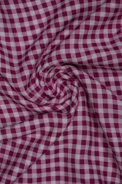 Red Color Mini Checks Pure Soft Linen Fabric (Width 44 Inches)