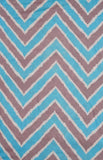 Unisex Turquoise And Grey Zig-Zag Pattern Printed Pure Cotton Kurta Fabric And White Pure Cotton Pyjama Fabric (2.5 Meters)