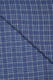 Blue Vertical Stripes With Checks Pure Soft Linen Shirting Fabric (Width 44 Inches)