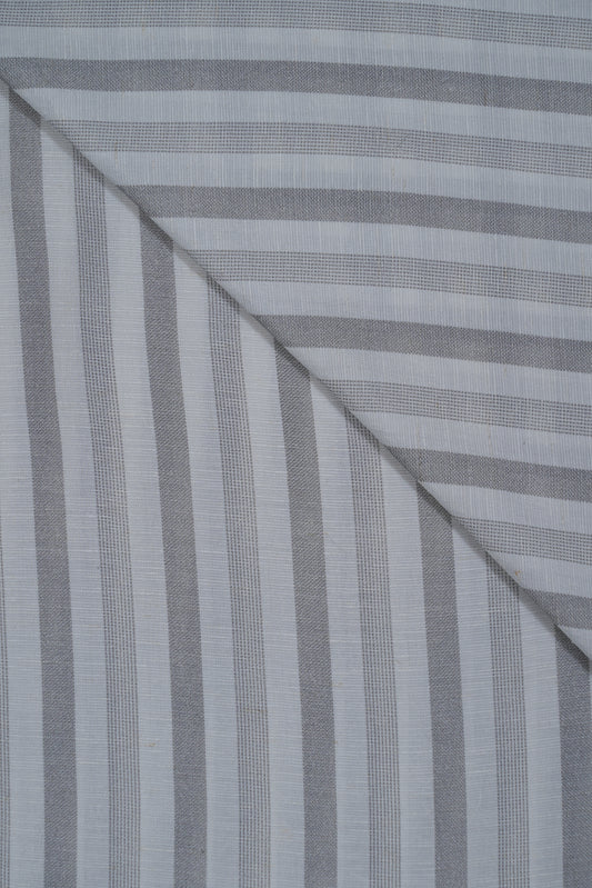 Grey Color Multi Stripes Pure Soft Linen Shirting Fabric (Width 44 Inches)