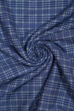 Blue Vertical Stripes With Checks Pure Soft Linen Shirting Fabric (Width 44 Inches)