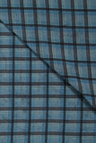 Blue Color Big Checks Handloom Cotton Shirting Fabrics (Width 44 Inches)