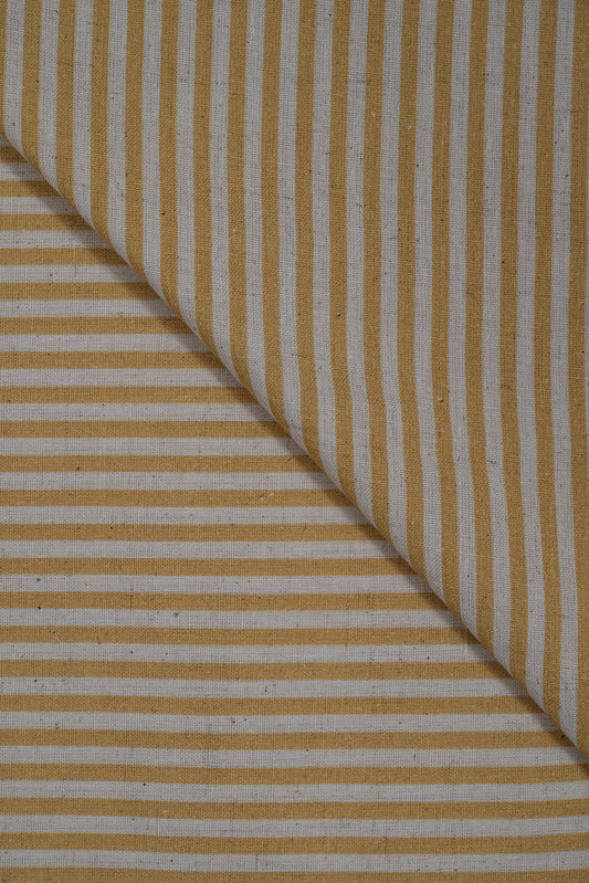 Gentalman Yellow Stripes Handloom Cotton Shirting Fabrics (Width 44 Inches)