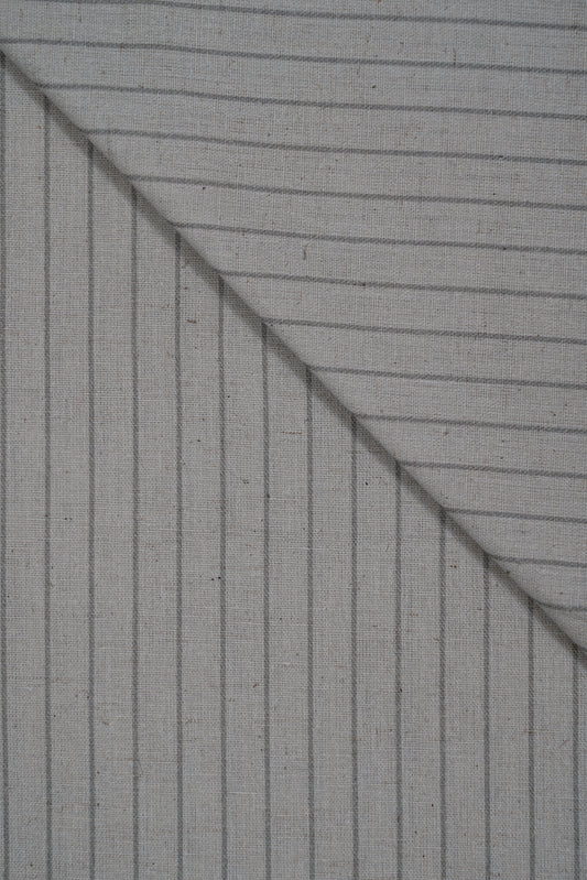 Grey Stripes Handloom Cotton Shirting Fabric (Width 44 Inches)