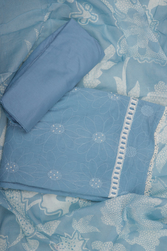 Blue Blossom Embroidered Suit Set
