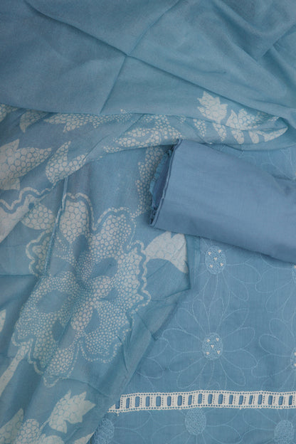 Blue Blossom Embroidered Suit Set