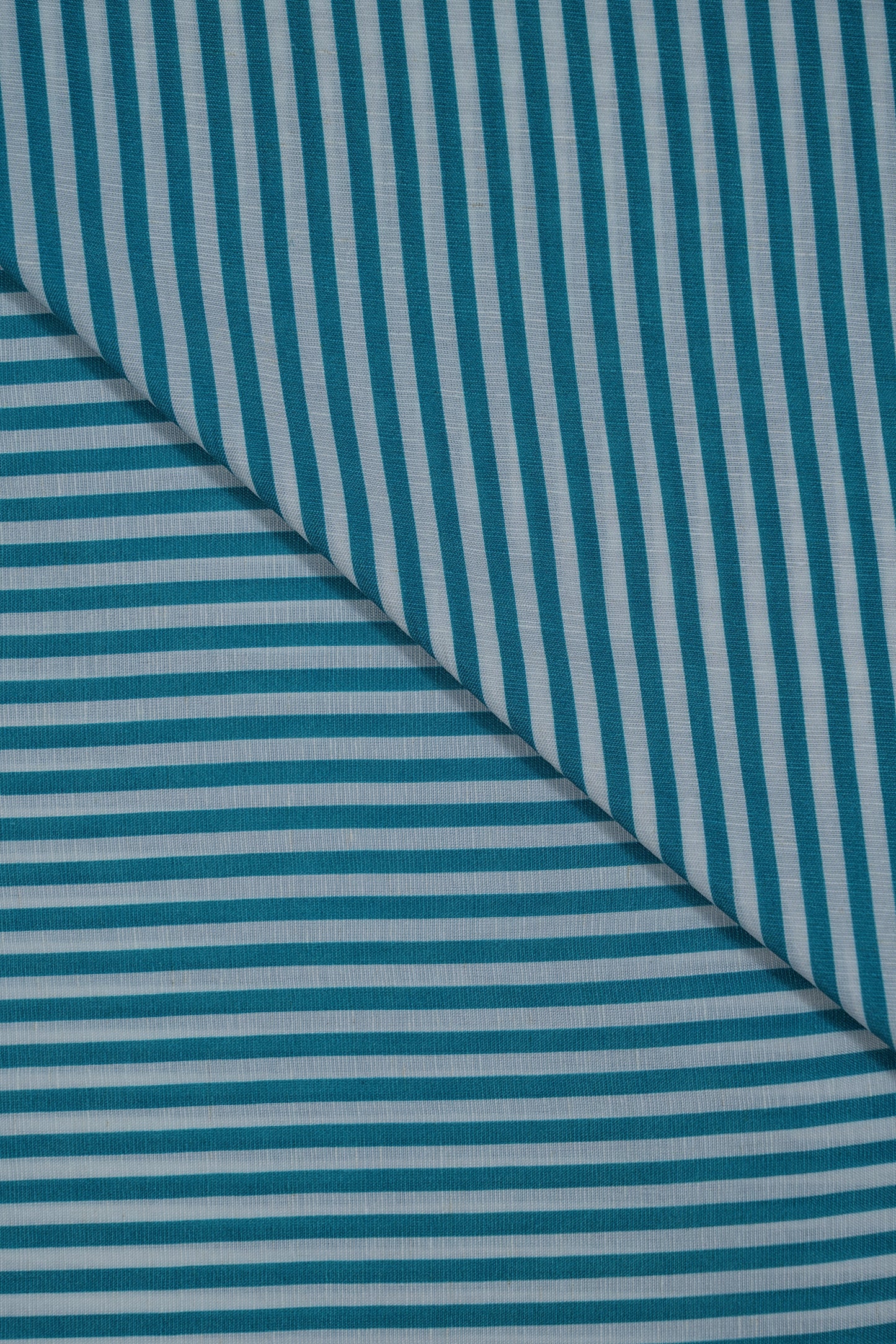 Teal Stripes Pure Soft Linen Shirting Fabric (Width 44 Inches)