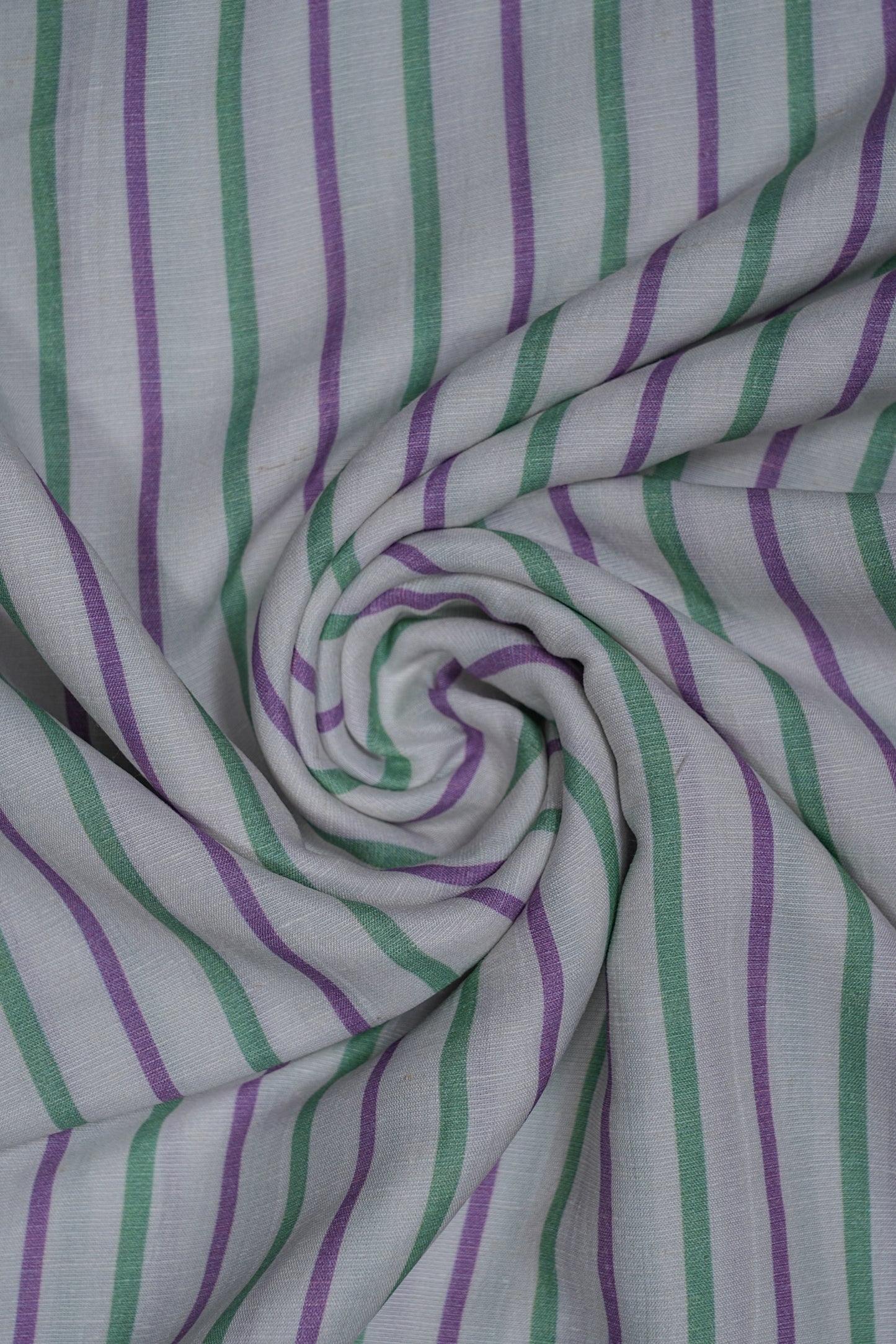 Purple & Green Stripes Pure Soft Linen Shirting Fabric (Width 44 Inches)