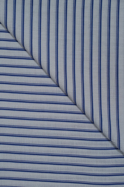 Blue Thick Stripes Soft Linen Fabric (Width 44 Inches)