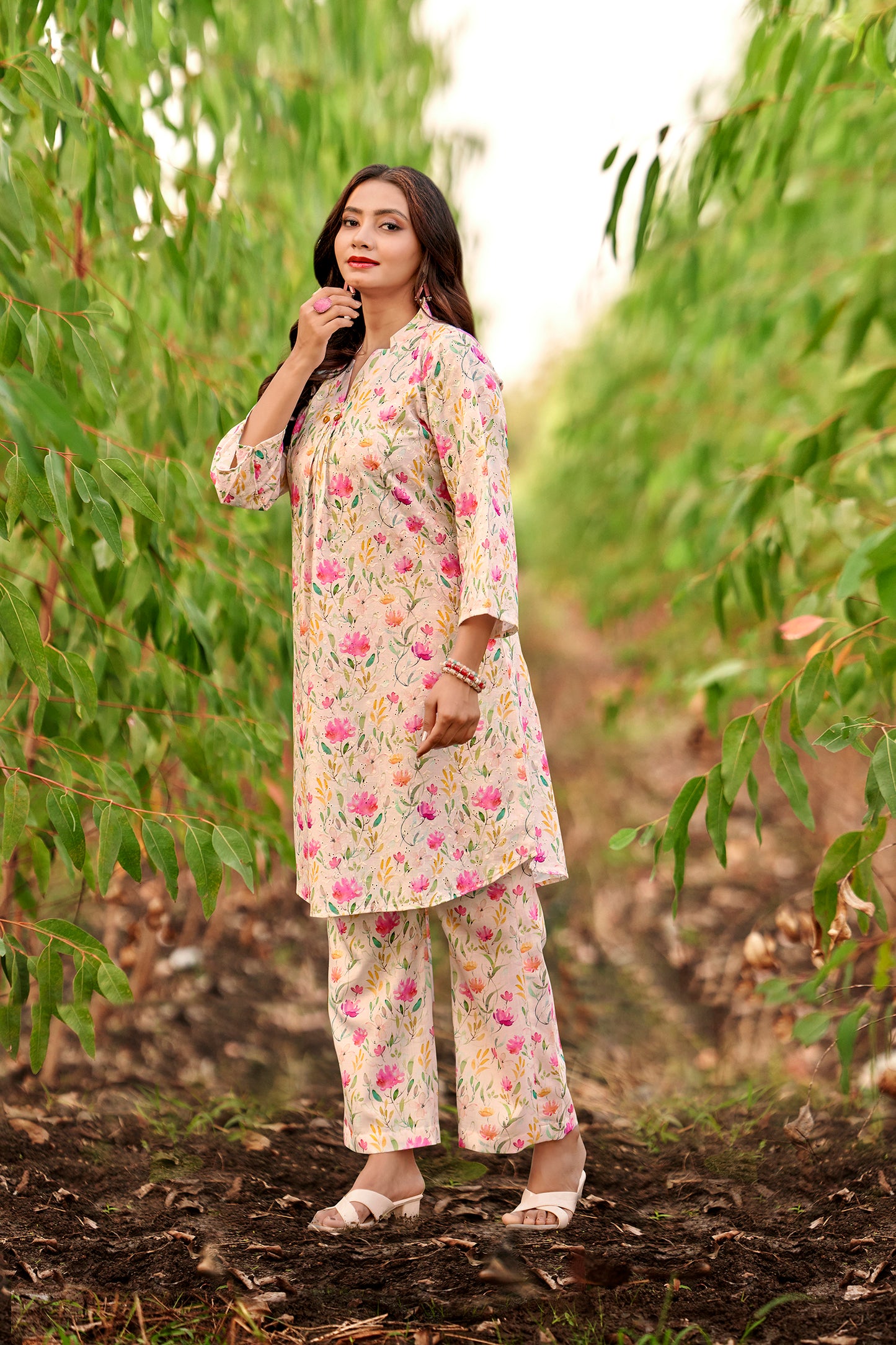 Hand-Printed Effect Linen Slub Co-ord Set