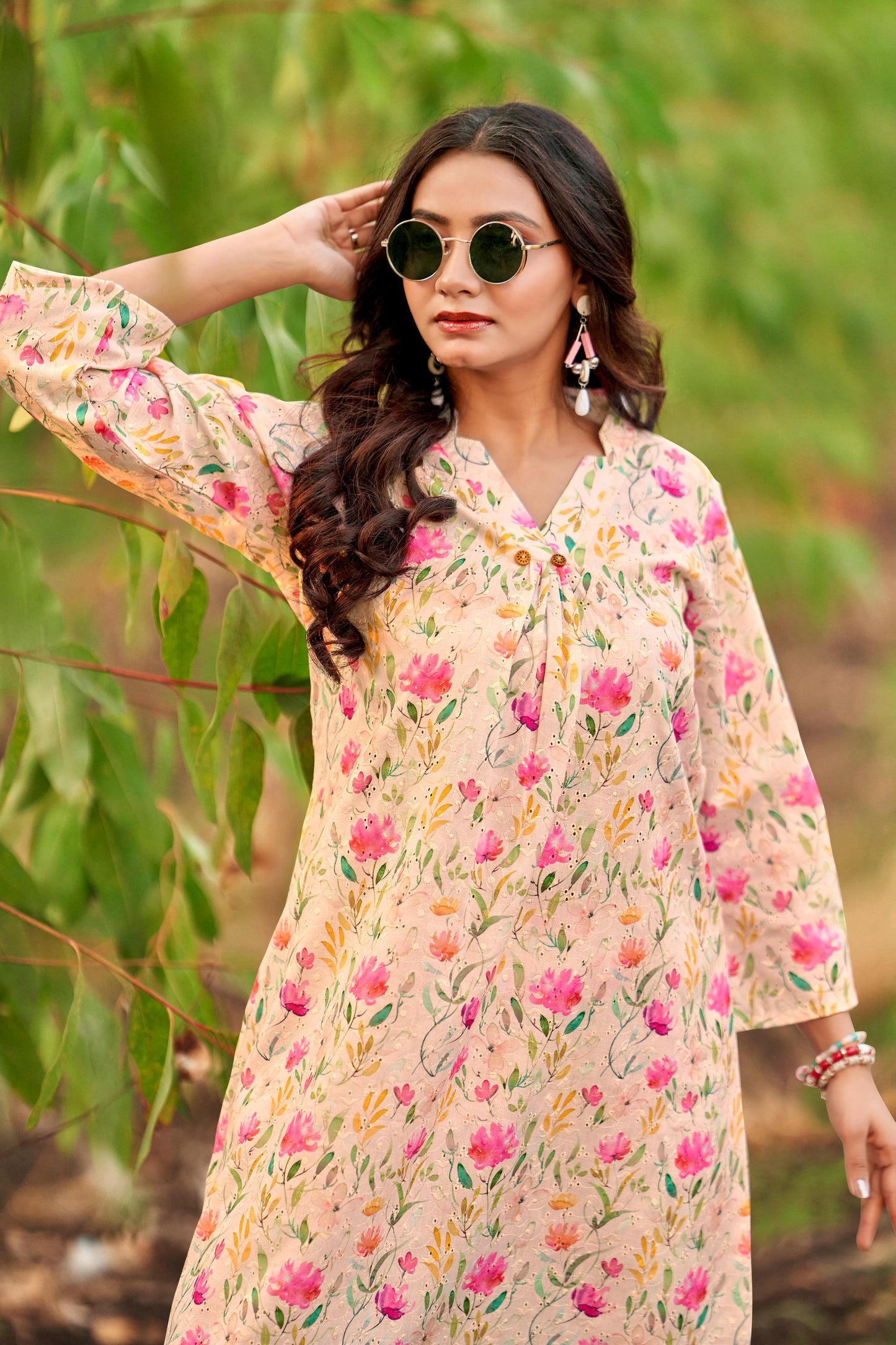 Hand-Printed Effect Linen Slub Co-ord Set