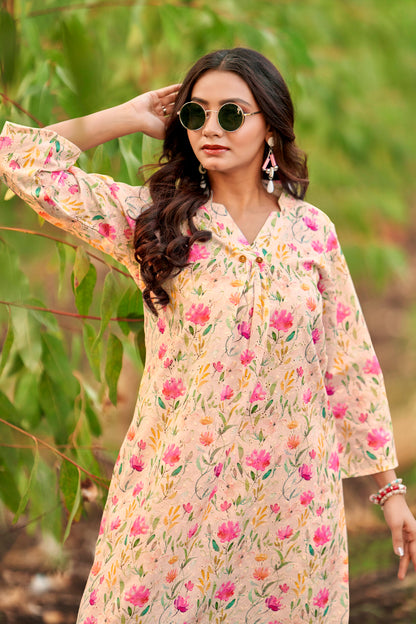 Hand-Printed Effect Linen Slub Co-ord Set