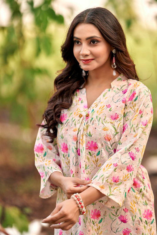 Hand-Printed Effect Linen Slub Co-ord Set