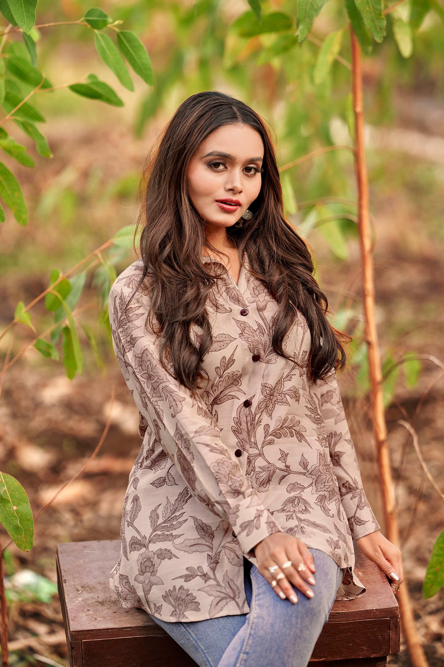 Muted Mauve Autumn Leaf Premium Cupro Muslin Shirt