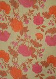 Cream & Pink Floral Handloom Pure Cotton Printed Fabric