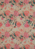 Cream & Salmon Rose Color Floral Pure Cotton Printed Fabric