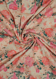 Cream & Salmon Rose Color Floral Pure Cotton Printed Fabric