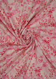 Cream & Pink Flower Pure Cotton Printed Fabric