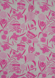 Off White & Baby Pink Pure Cotton Printed Fabric