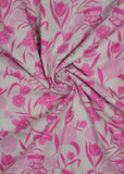 Off White & Baby Pink Pure Cotton Printed Fabric