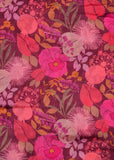 Maroon & Pink Floral Printed Pure Chinon Fabric