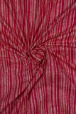 Unisex Dark Pink & Off White Stripes Soft Cotton Kurta Fabric And White Pure Cotton Pyjama Fabric (2.5 Meters)