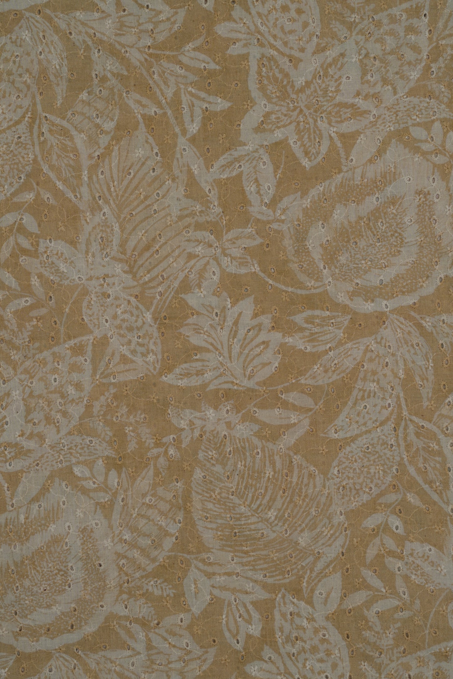 Light Yellow Floral Printed Pure Cotton Schiffli Embroidered Kurta Fabric & White Pure Cotton Pyjama Fabric (2.5 Meters)