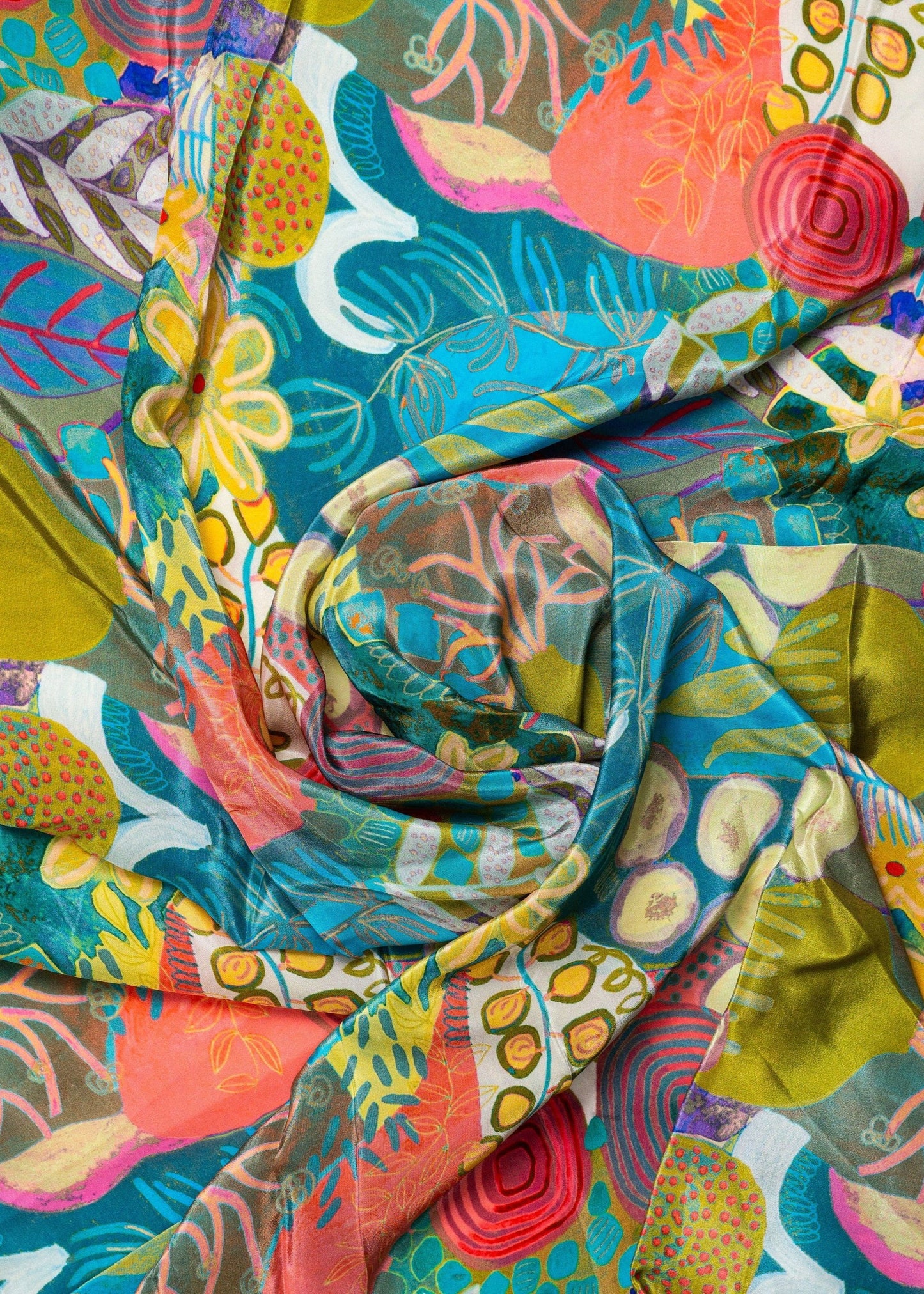 Multicolor Abstract Pure Natural Crepe Printed Fabric (Width 58 Inches)