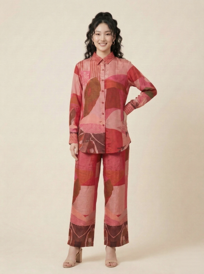 The Modern Muse Abstract Crepe Cord Set