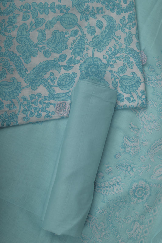 Teal Treasure Designer Unstitched Suit Set