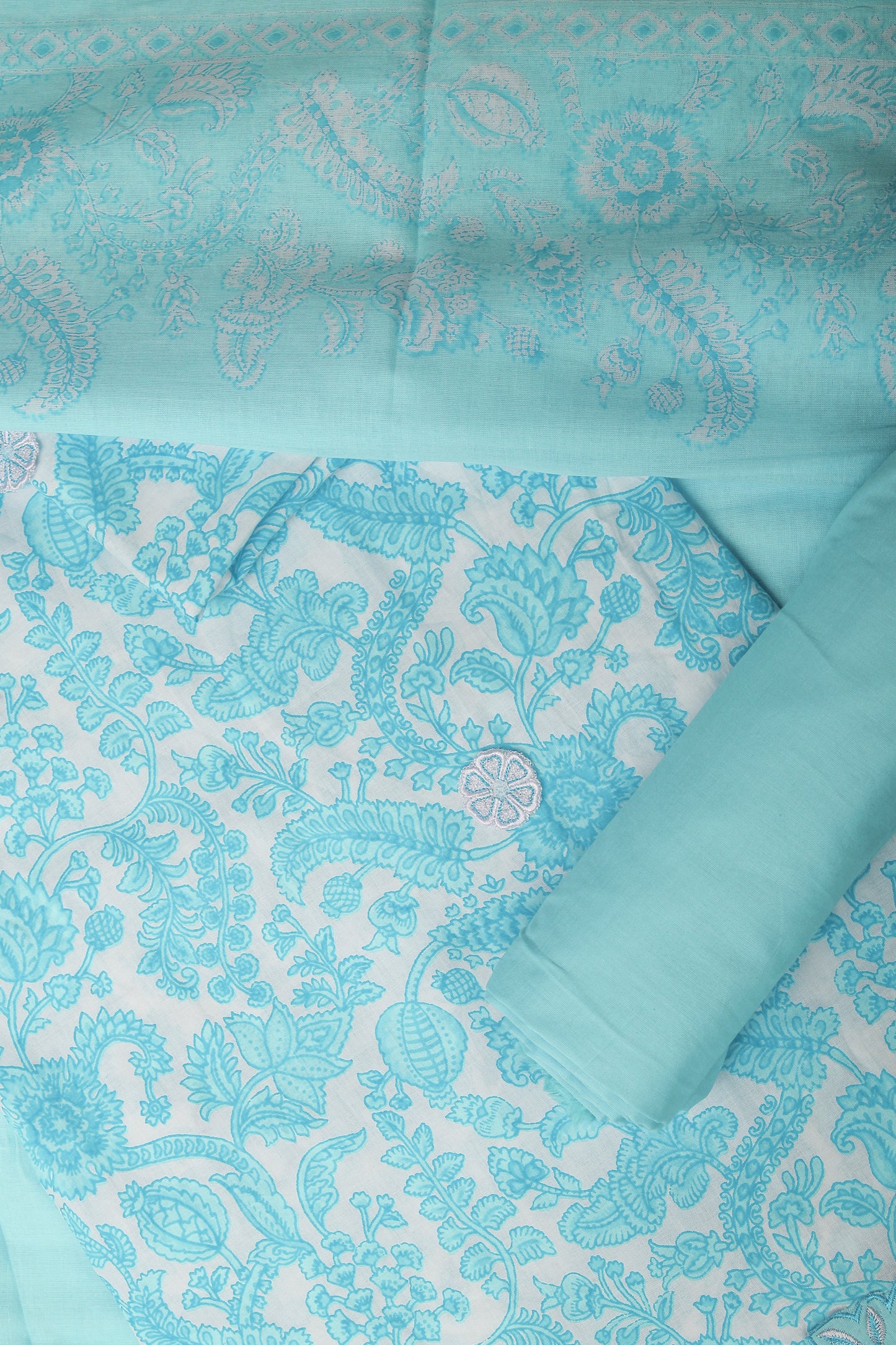 Teal Treasure Designer Unstitched Suit Set