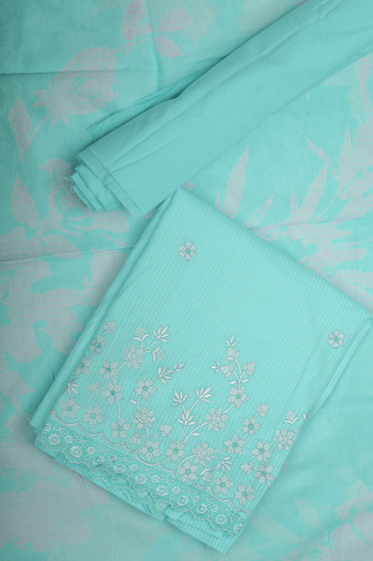 Fresh Fern Soft Green Ethnic Wear Embroidered Unstitched Suit Set