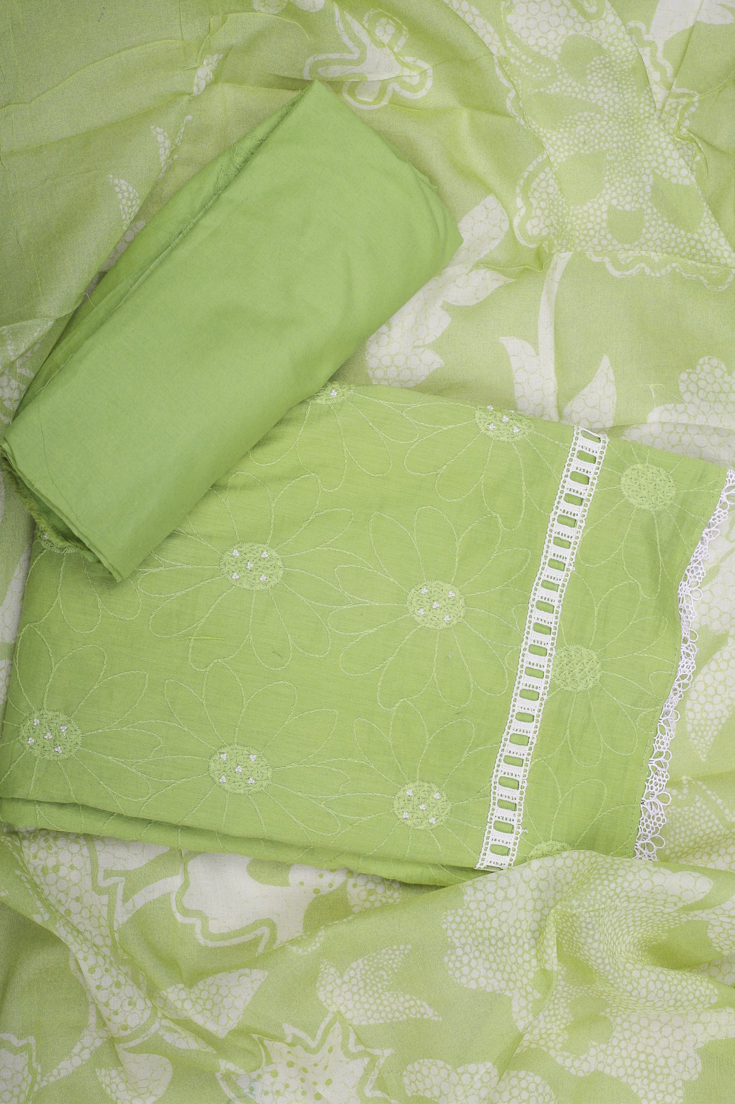 Lime Green Elegant Emboidered Suit Set