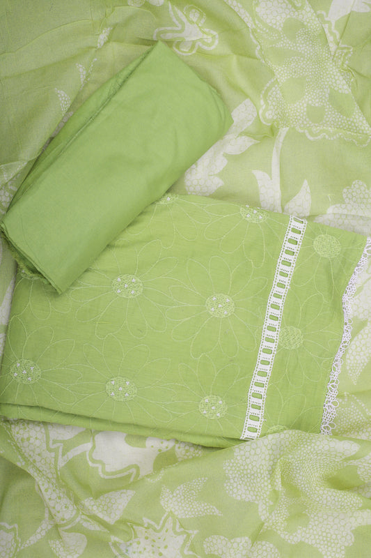 Lime Green Elegant Emboidered Suit Set