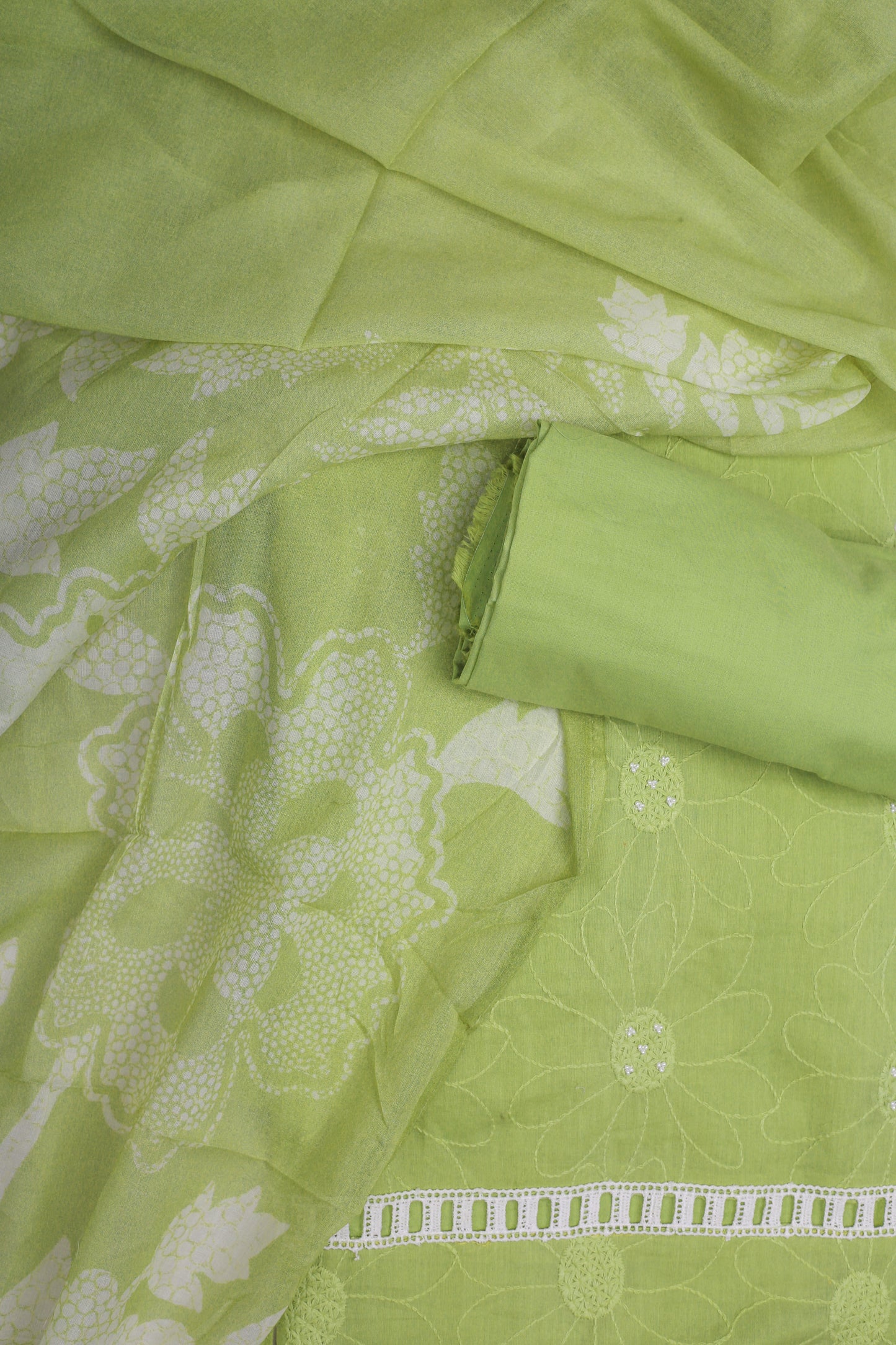 Lime Green Elegant Emboidered Suit Set