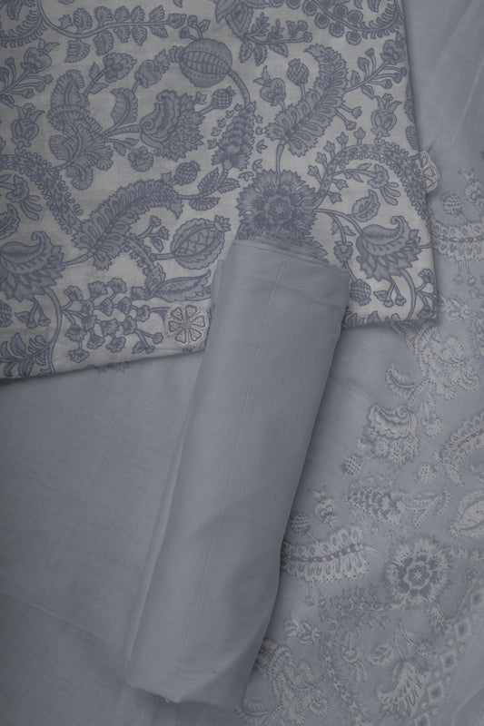 Grey Treasure Designer Unstitched Suit Set
