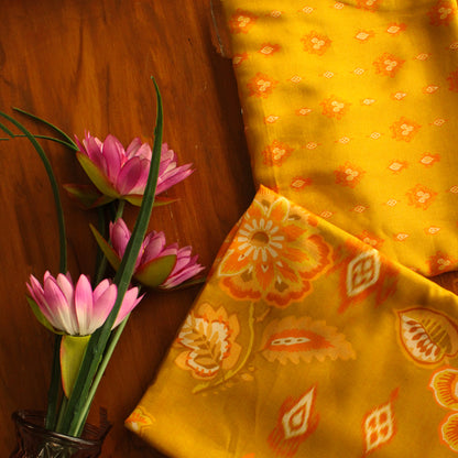 Muslin Printed Combo Set  (Top & Bottom 2.5 Meters Each)