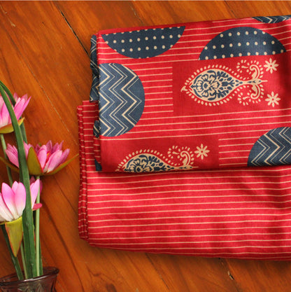 Muslin Printed Combo Set  (Top & Bottom 2.5 Meters Each)