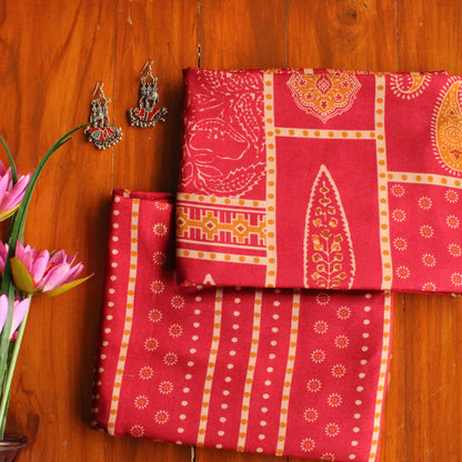 Muslin Printed Combo Set  (Top & Bottom 2.5 Meters Each)